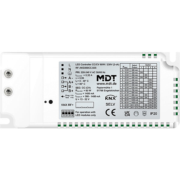 MDT technologies KNX RF+ LED Controller CC/CV 60 W / 230 V RF-AKD260CC.02S